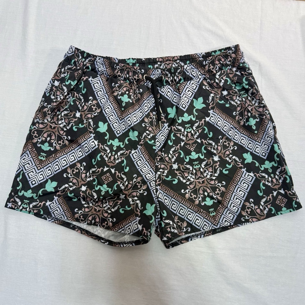 Boohoo Man Baroque Greek Style Print Drawstring Shorts Men's M 30W Inseam 3"